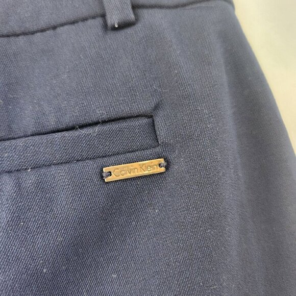 Calvin Klein Navy Blue Straight Leg Trousers Classic Career Pants Women's 2 - Picture 5 of 9